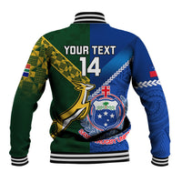 Custom Samoa And South Africa Rugby Baseball Jacket 2023 World Cup Manu Samoa With Springboks LT14 - Polynesian Pride