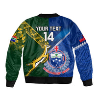 Custom Samoa And South Africa Rugby Bomber Jacket 2023 World Cup Manu Samoa With Springboks LT14 - Polynesian Pride
