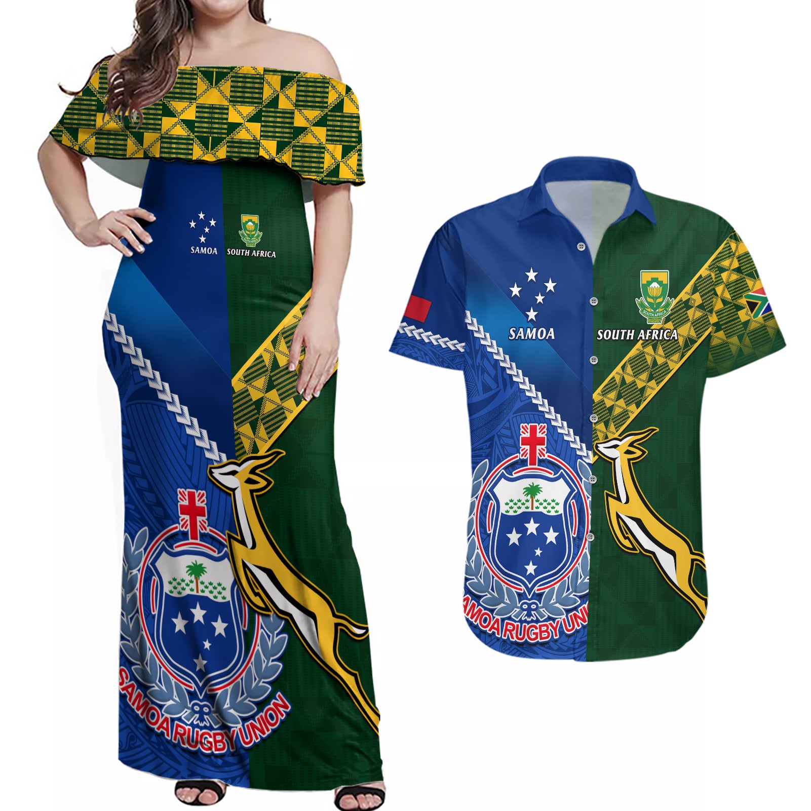 custom-samoa-and-south-africa-rugby-couples-matching-off-shoulder-maxi-dress-and-hawaiian-shirt-2023-world-cup-manu-samoa-with-springboks