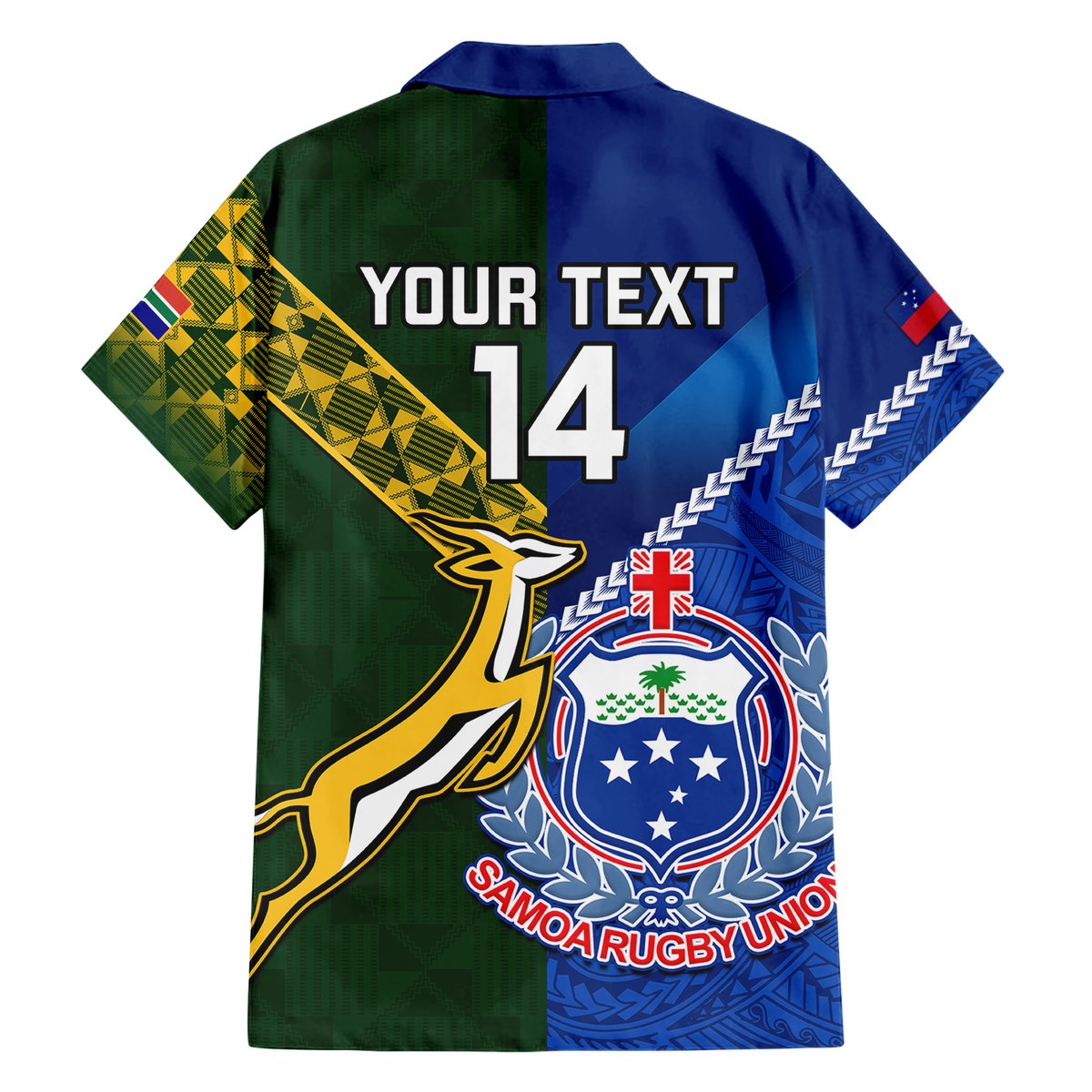 Custom Samoa And South Africa Rugby Hawaiian Shirt 2023 World Cup Manu Samoa With Springboks LT14 - Polynesian Pride