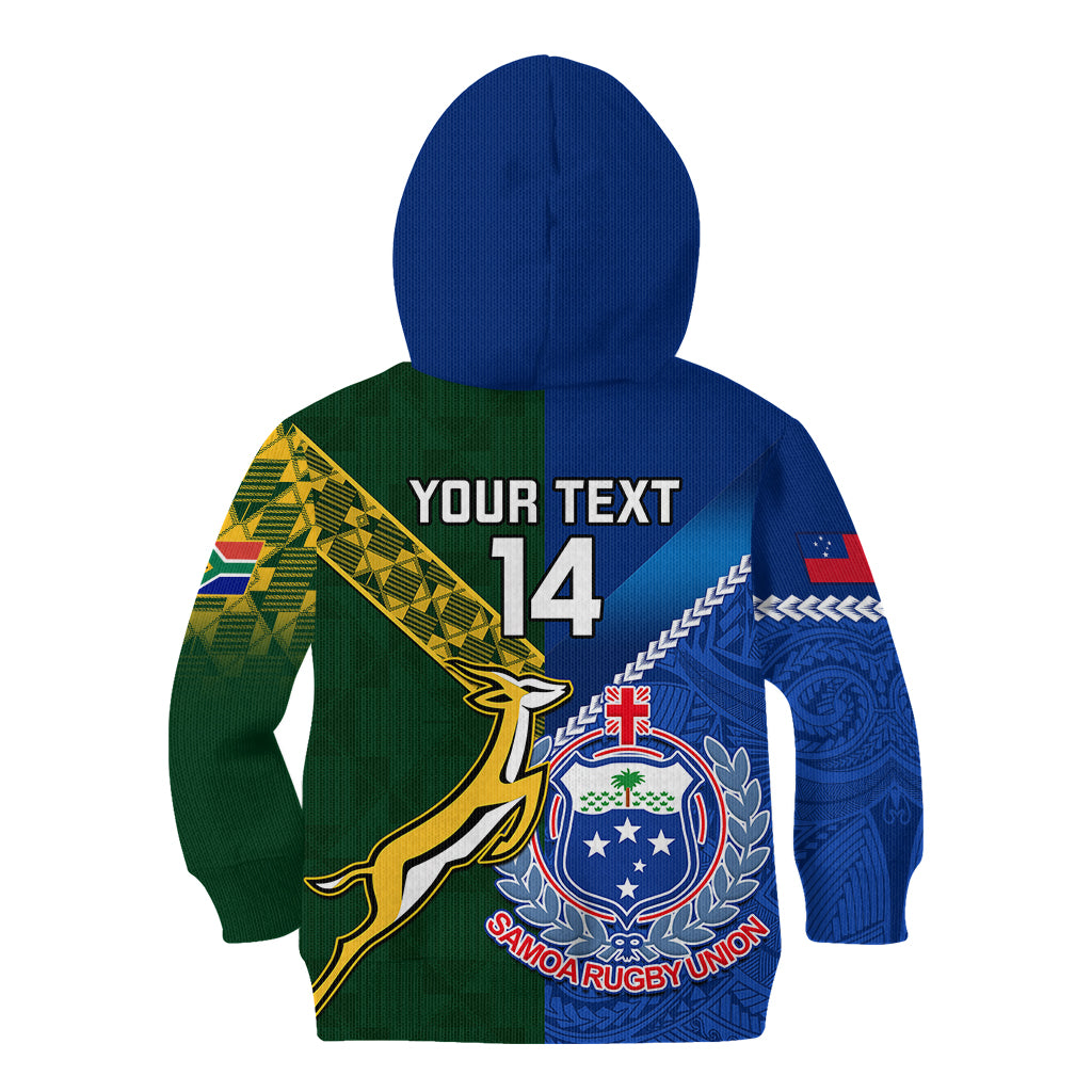 Custom Samoa And South Africa Rugby Kid Hoodie 2023 World Cup Manu Samoa With Springboks LT14 - Polynesian Pride