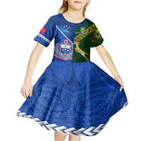 Custom Samoa And South Africa Rugby Kid Short Sleeve Dress 2023 World Cup Manu Samoa With Springboks LT14 - Polynesian Pride