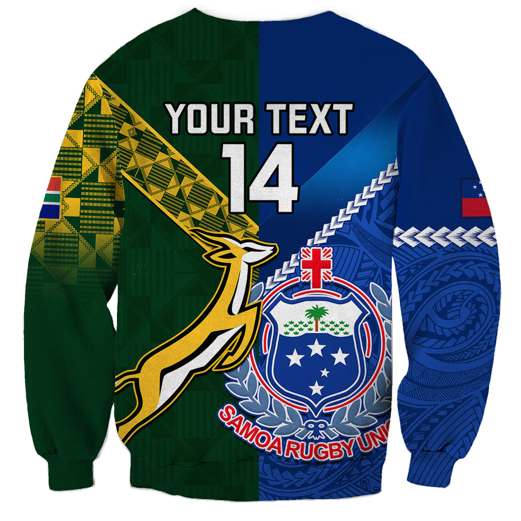 Custom Samoa And South Africa Rugby Sweatshirt 2023 World Cup Manu Samoa With Springboks LT14 - Polynesian Pride