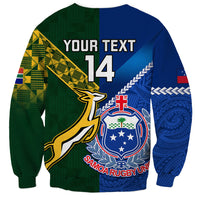Custom Samoa And South Africa Rugby Sweatshirt 2023 World Cup Manu Samoa With Springboks LT14 - Polynesian Pride