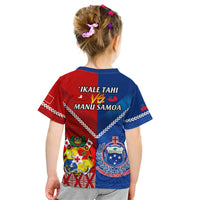 Samoa And Tonga Rugby Kid T Shirt 2023 World Cup Manu Samoa With Ikale Tahi LT14 - Polynesian Pride
