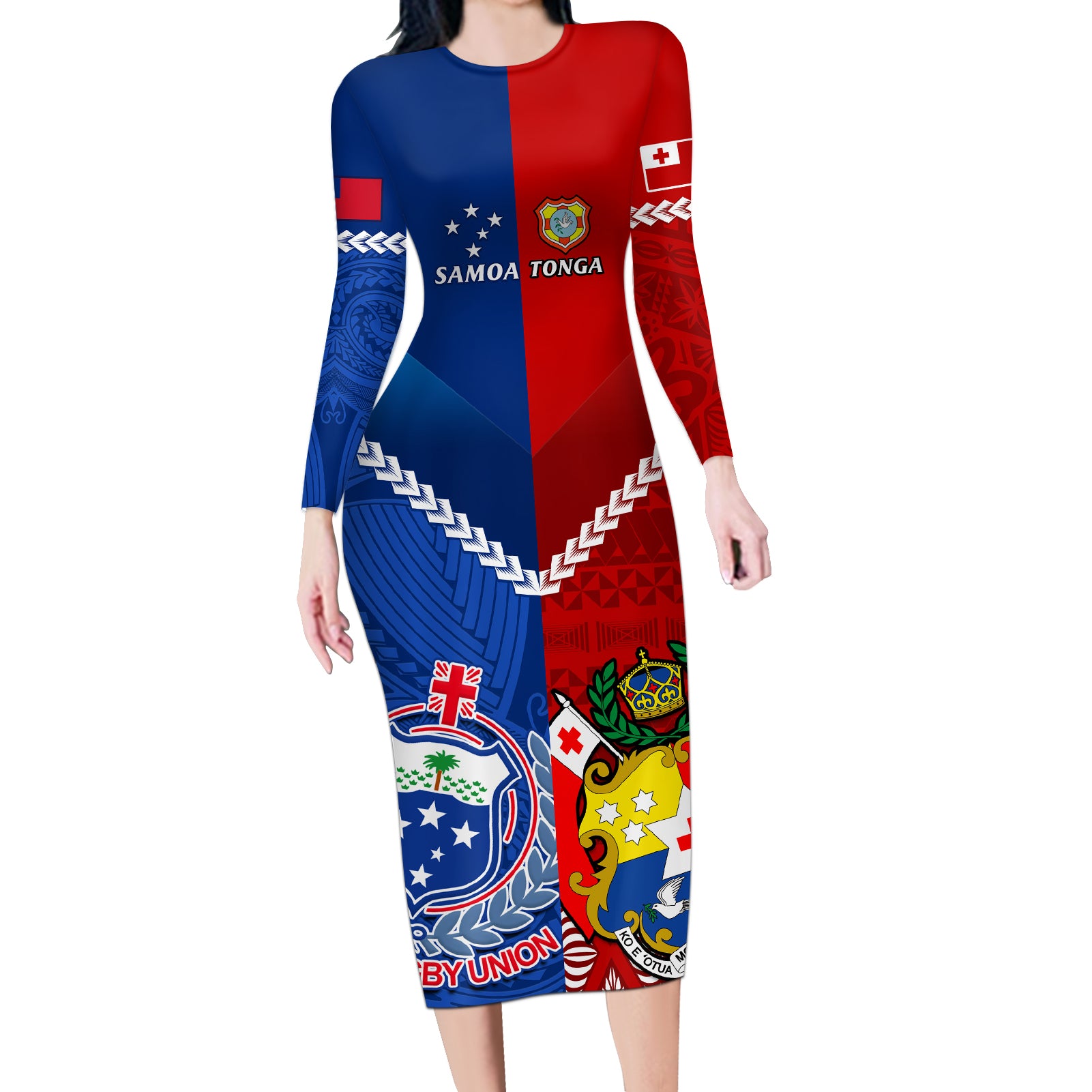 samoa-and-tonga-rugby-long-sleeve-bodycon-dress-2023-world-cup-manu-samoa-with-ikale-tahi