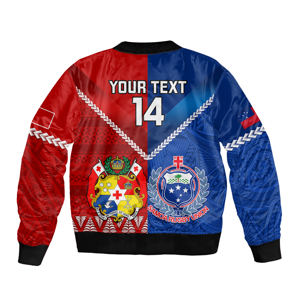 Custom Samoa And Tonga Rugby Bomber Jacket 2023 World Cup Manu Samoa With Ikale Tahi LT14 - Polynesian Pride