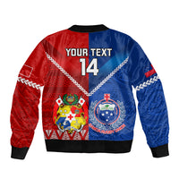 Custom Samoa And Tonga Rugby Bomber Jacket 2023 World Cup Manu Samoa With Ikale Tahi LT14 - Polynesian Pride