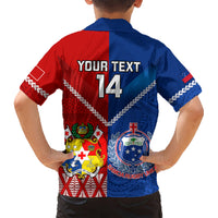 Custom Samoa And Tonga Rugby Kid Hawaiian Shirt 2023 World Cup Manu Samoa With Ikale Tahi LT14 - Polynesian Pride