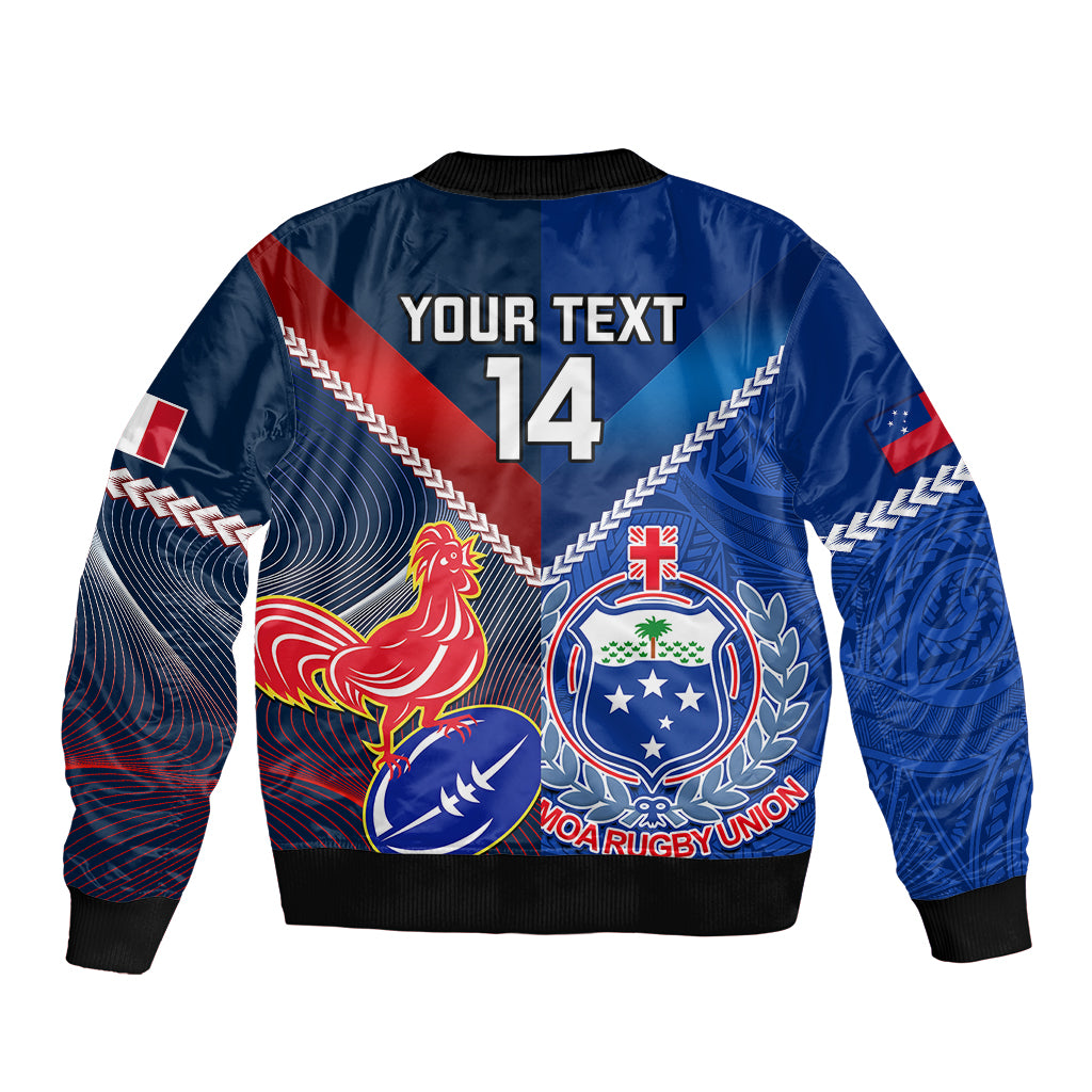 Custom Samoa And France Rugby Bomber Jacket 2023 World Cup Manu Samoa With Les Bleus LT14 - Polynesian Pride