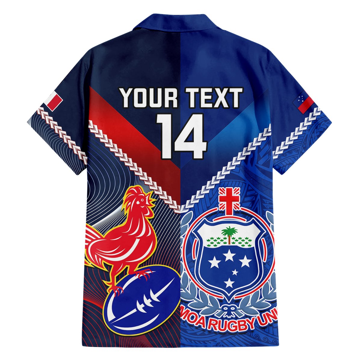 Custom Samoa And France Rugby Hawaiian Shirt 2023 World Cup Manu Samoa With Les Bleus LT14 - Polynesian Pride