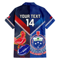 Custom Samoa And France Rugby Hawaiian Shirt 2023 World Cup Manu Samoa With Les Bleus LT14 - Polynesian Pride