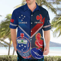 Custom Samoa And France Rugby Hawaiian Shirt 2023 World Cup Manu Samoa With Les Bleus LT14 - Polynesian Pride