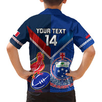 Custom Samoa And France Rugby Kid Hawaiian Shirt 2023 World Cup Manu Samoa With Les Bleus LT14 - Polynesian Pride
