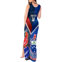 Custom Samoa And France Rugby Tank Maxi Dress 2023 World Cup Manu Samoa With Les Bleus LT14 - Polynesian Pride
