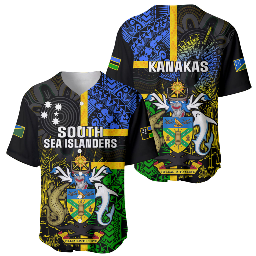 South Sea Islanders Baseball Jersey Kanakas With Solomon Islands Coat Of Arms LT14 - Polynesian Pride