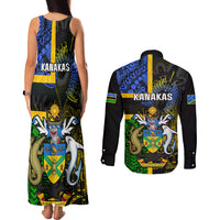 South Sea Islanders Couples Matching Tank Maxi Dress and Long Sleeve Button Shirts Kanakas With Solomon Islands Coat Of Arms LT14 - Polynesian Pride