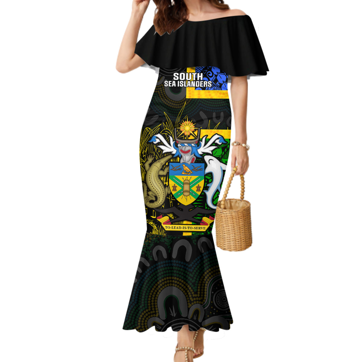 South Sea Islanders Family Matching Mermaid Dress and Hawaiian Shirt Kanakas With Solomon Islands Coat Of Arms LT14 - Polynesian Pride