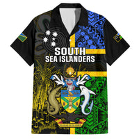 South Sea Islanders Family Matching Off Shoulder Short Dress and Hawaiian Shirt Kanakas With Solomon Islands Coat Of Arms LT14 - Polynesian Pride