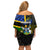 South Sea Islanders Off Shoulder Short Dress Kanakas With Solomon Islands Coat Of Arms LT14 - Polynesian Pride