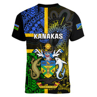South Sea Islanders Women V Neck T Shirt Kanakas With Solomon Islands Coat Of Arms LT14 - Polynesian Pride