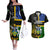 personalised-south-sea-islanders-couples-matching-off-the-shoulder-long-sleeve-dress-and-hawaiian-shirt-kanakas-with-solomon-islands-coat-of-arms