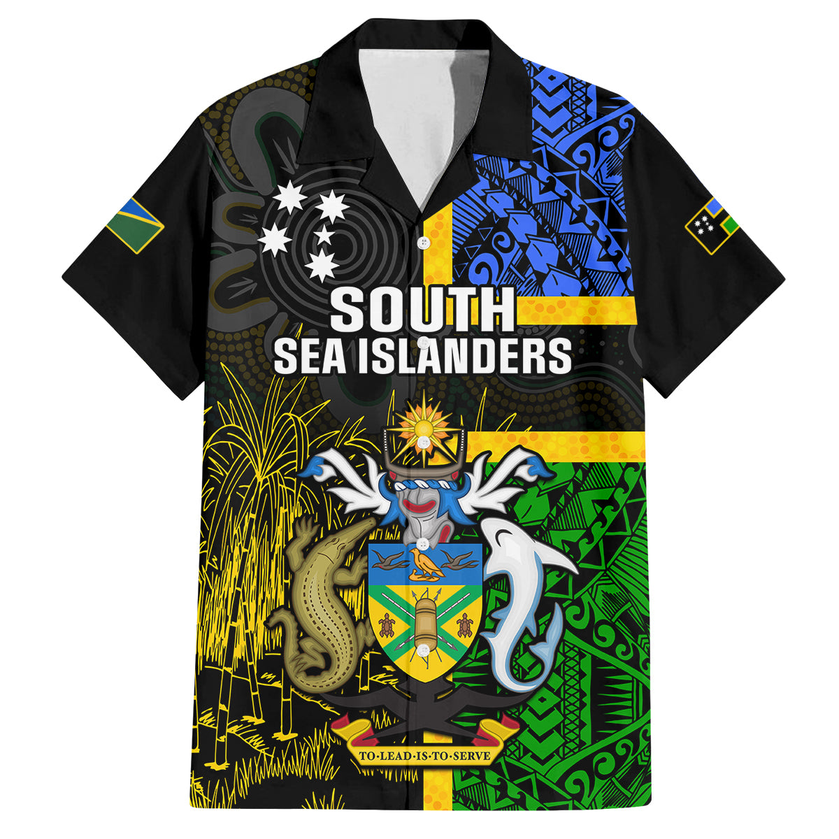 personalised-south-sea-islanders-family-matching-tank-maxi-dress-and-hawaiian-shirt-kanakas-with-solomon-islands-coat-of-arms