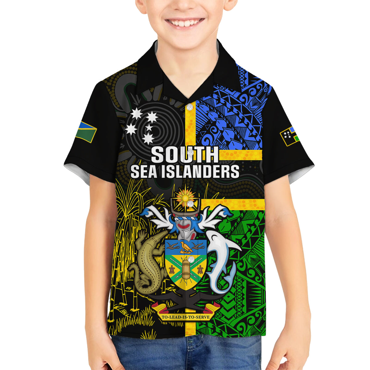 personalised-south-sea-islanders-family-matching-tank-maxi-dress-and-hawaiian-shirt-kanakas-with-solomon-islands-coat-of-arms