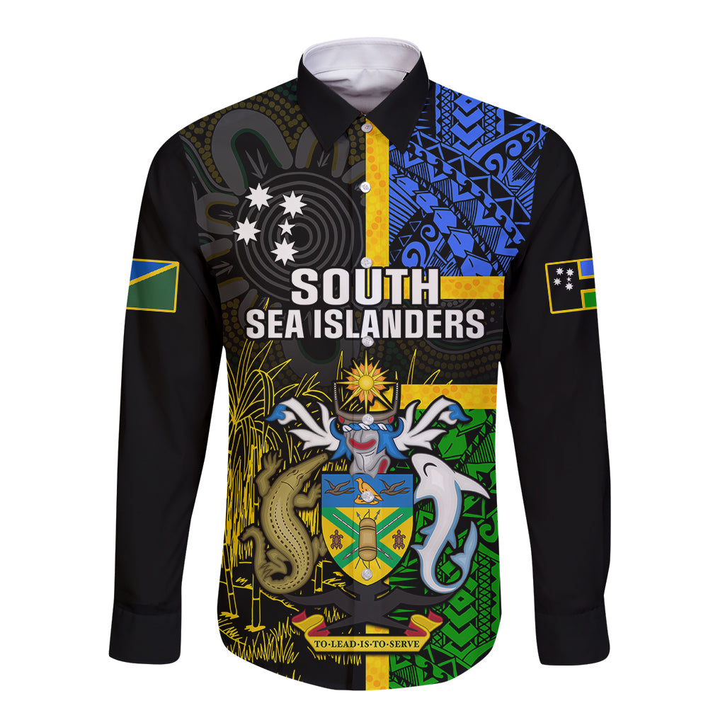 personalised-south-sea-islanders-long-sleeve-button-shirt-kanakas-with-solomon-islands-coat-of-arms