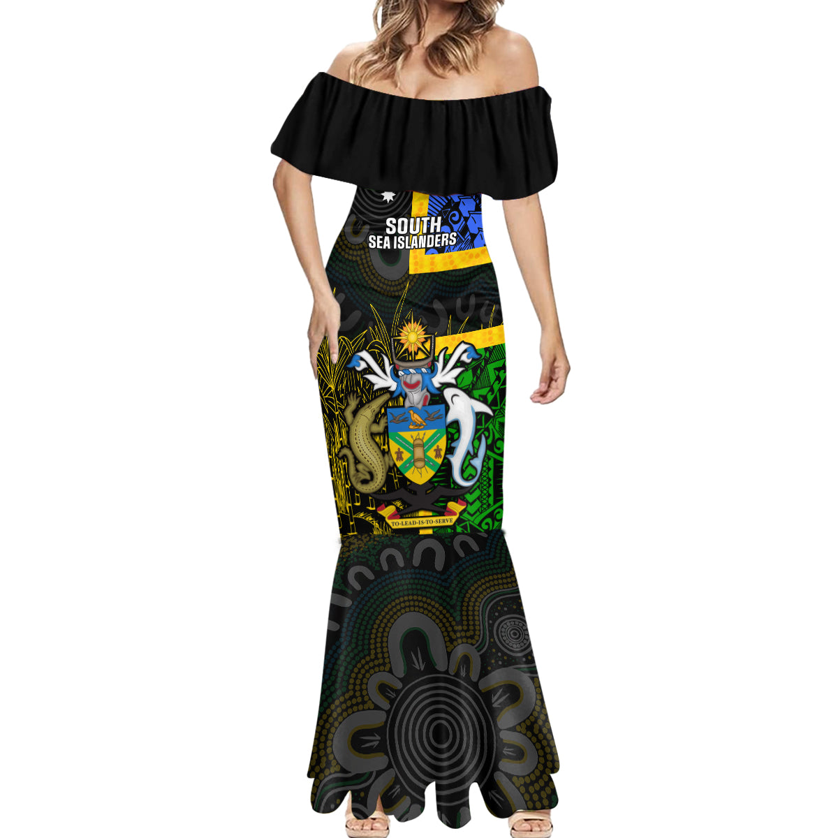 personalised-south-sea-islanders-mermaid-dress-kanakas-with-solomon-islands-coat-of-arms