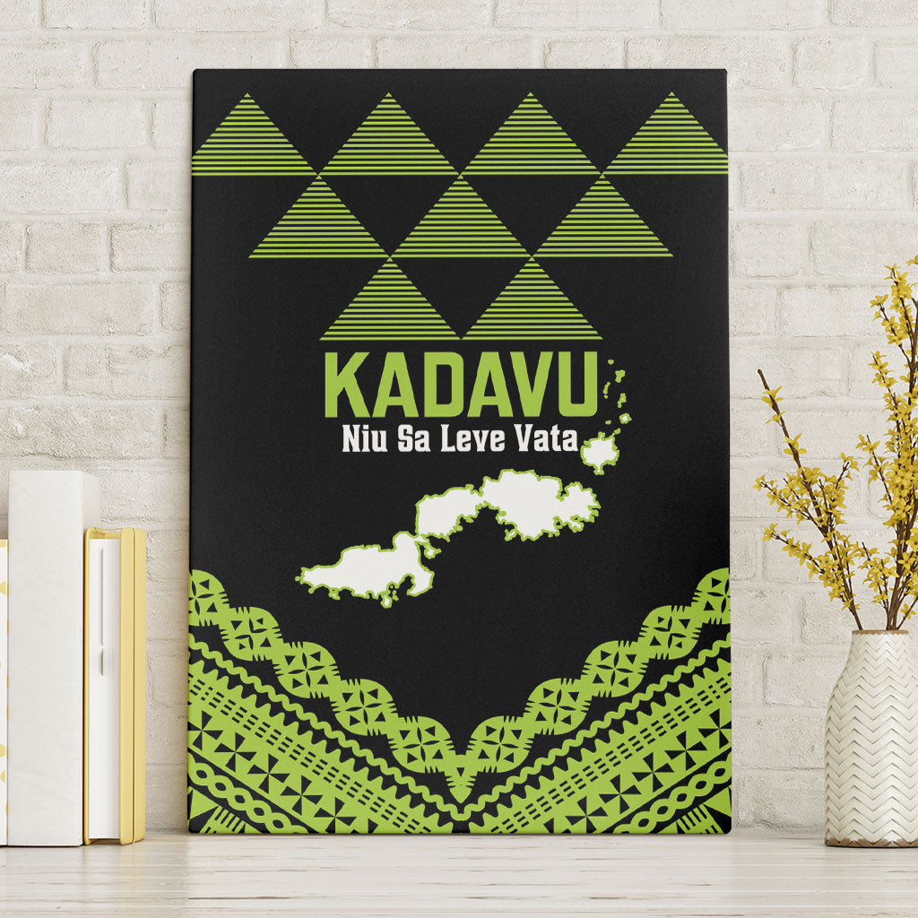 Kadavu Fiji 2026 Rugby Canvas Wall Art Niu Sa Leve Vata Fijian Tapa Pattern LT14 Without Frame Black - Polynesian Pride