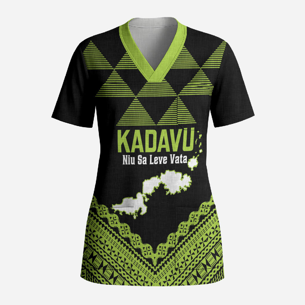 Kadavu Fiji 2026 Rugby Custom Scrub Top Niu Sa Leve Vata Fijian Tapa Pattern
