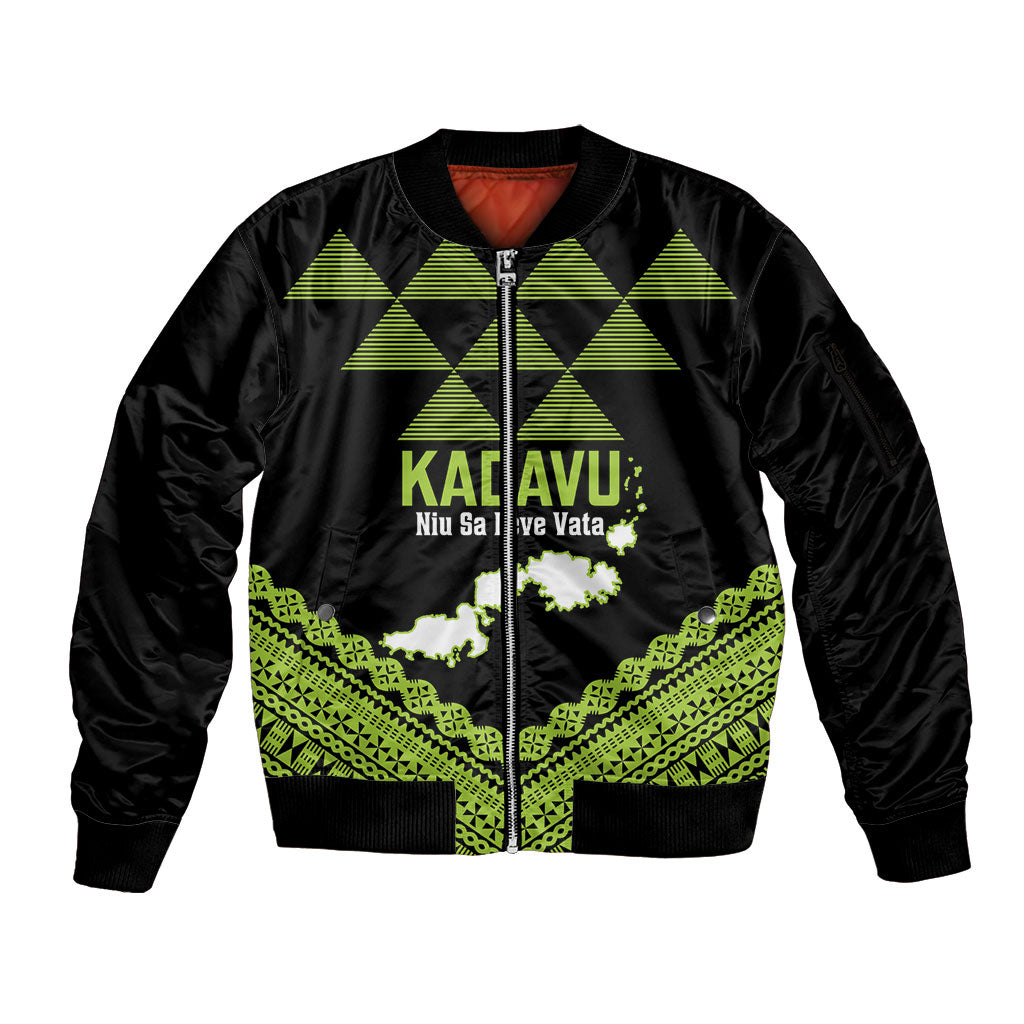 Kadavu Fiji 2026 Rugby Custom Sleeve Zip Bomber Jacket Niu Sa Leve Vata Fijian Tapa Pattern