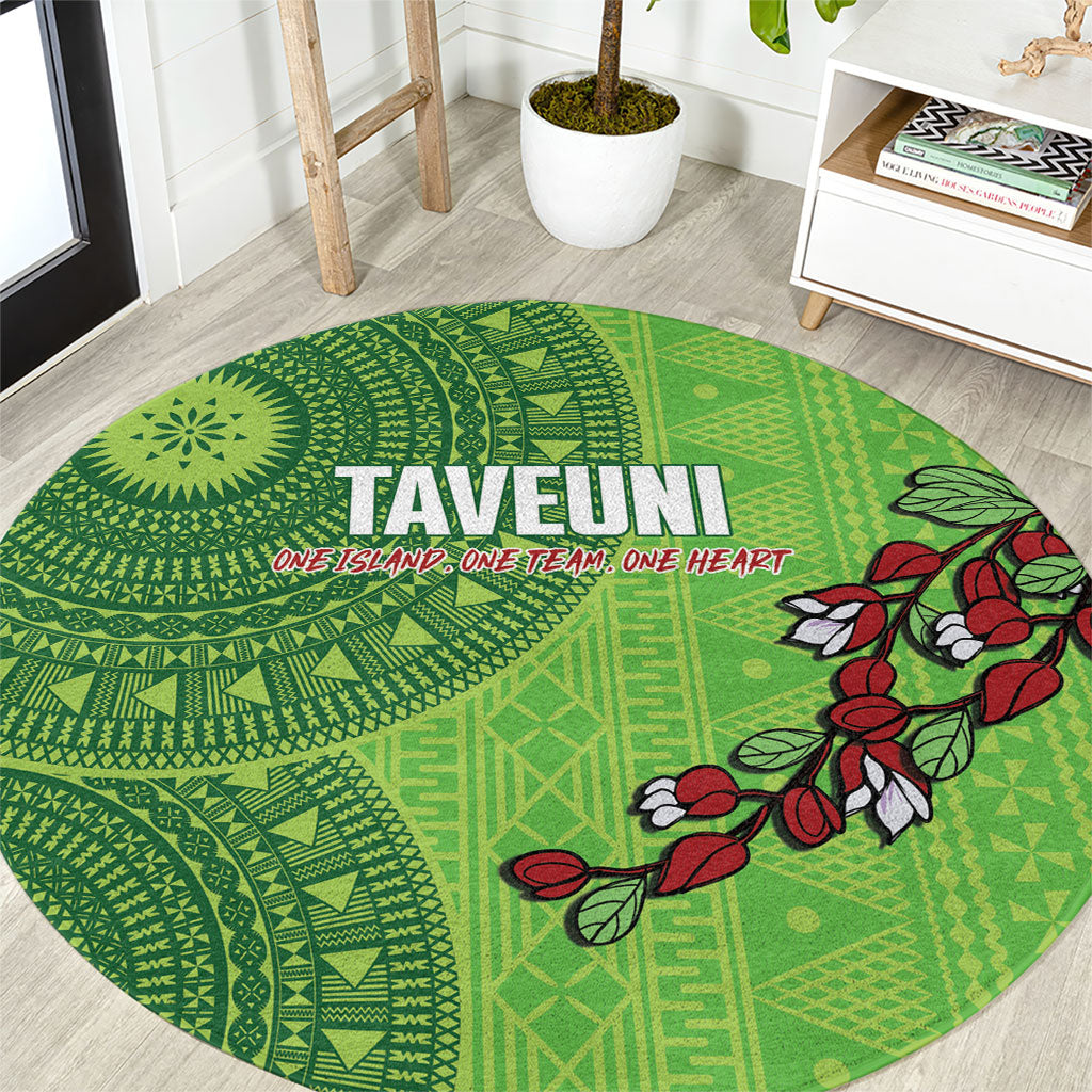 Taveuni Fiji 2026 Rugby Round Carpet Tagimoucia Fijian Tapa Pattern