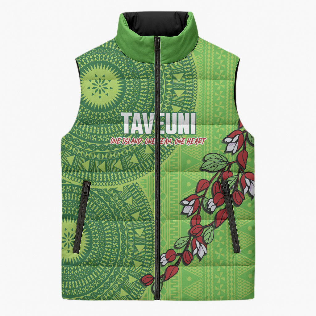 Taveuni Fiji 2026 Rugby Custom Sleeveless Puffer Jacket Tagimoucia Fijian Tapa Pattern
