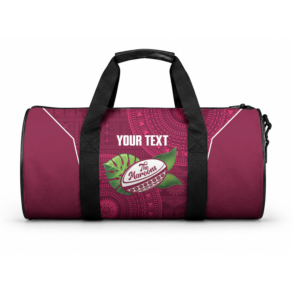 Lautoka Fiji 2026 Rugby Custom Duffle Bag Go Maroons Fijian Tapa Pattern