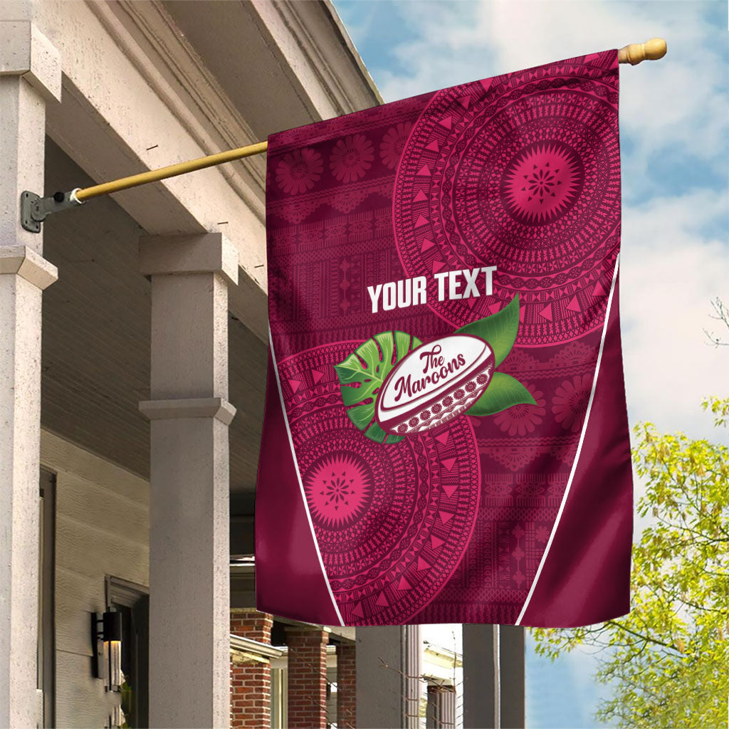 Lautoka Fiji 2026 Rugby Custom Garden Flag Go Maroons Fijian Tapa Pattern