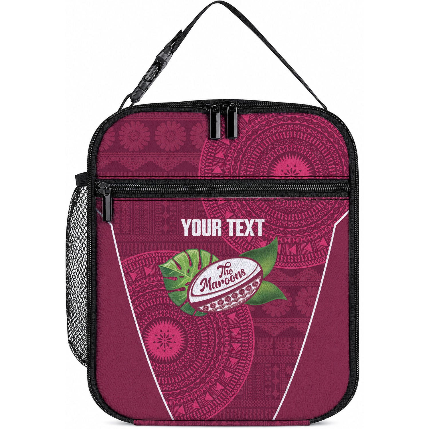 Lautoka Fiji 2026 Rugby Custom Lunch Bag Go Maroons Fijian Tapa Pattern