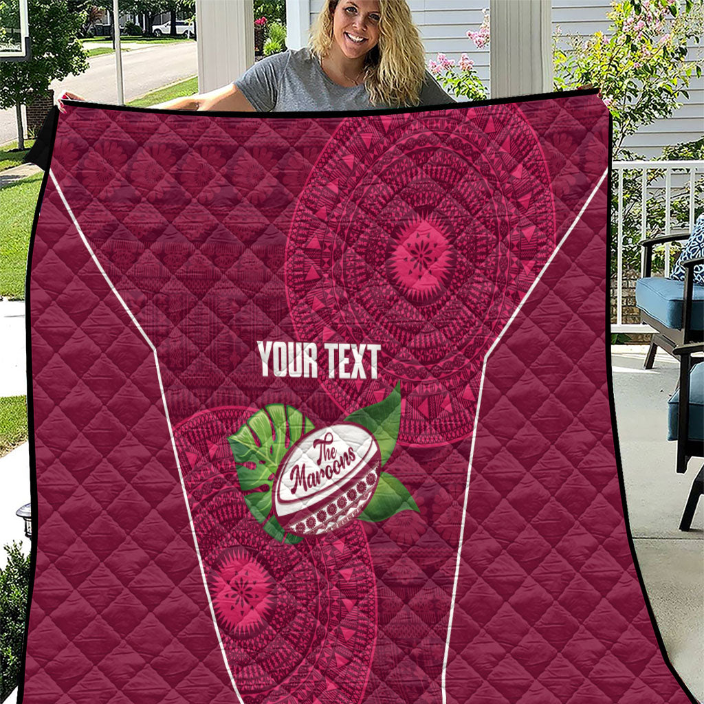 Lautoka Fiji 2026 Rugby Custom Quilt Go Maroons Fijian Tapa Pattern LT14 Maroon - Polynesian Pride