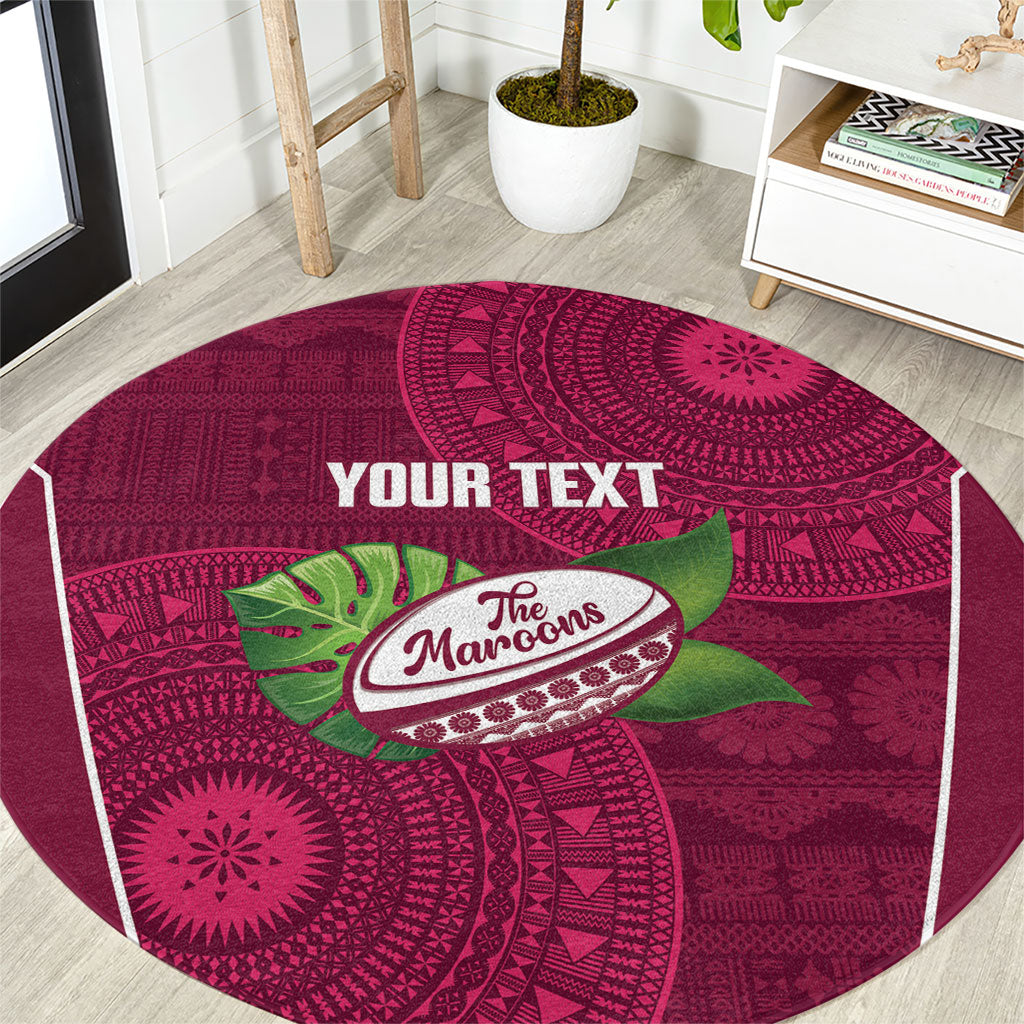 Lautoka Fiji 2026 Rugby Custom Round Carpet Go Maroons Fijian Tapa Pattern