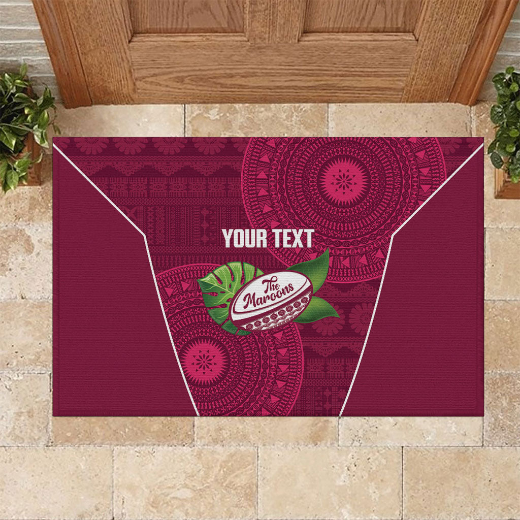 Lautoka Fiji 2026 Rugby Custom Rubber Doormat Go Maroons Fijian Tapa Pattern