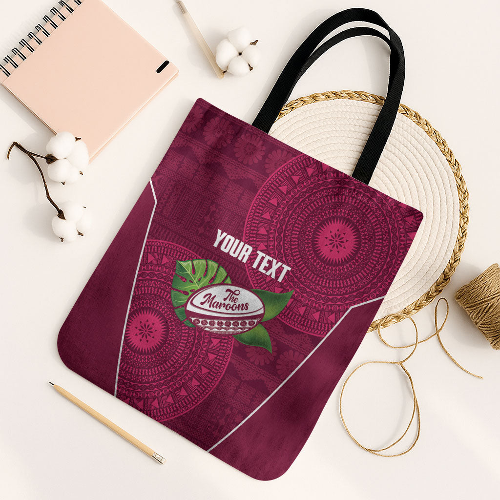 Lautoka Fiji 2026 Rugby Custom Tote Bag Go Maroons Fijian Tapa Pattern