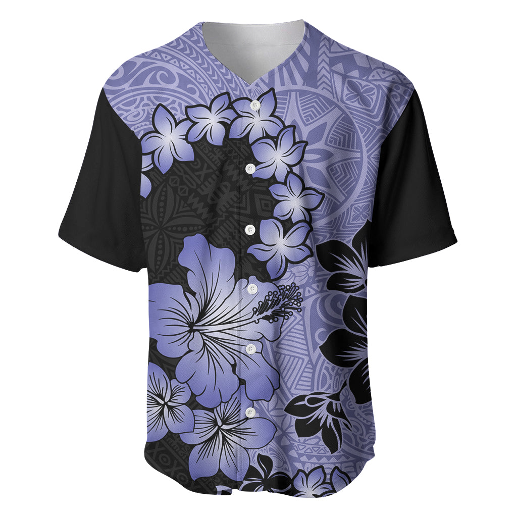 Purple Hawaii Baseball Jersey Tapa Cloth Mix Tropical Flowers Pastel Vibes LT14 Purple - Polynesian Pride