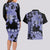 Purple Hawaii Couples Matching Long Sleeve Bodycon Dress and Hawaiian Shirt Tapa Cloth Mix Tropical Flowers Pastel Vibes LT14 - Polynesian Pride