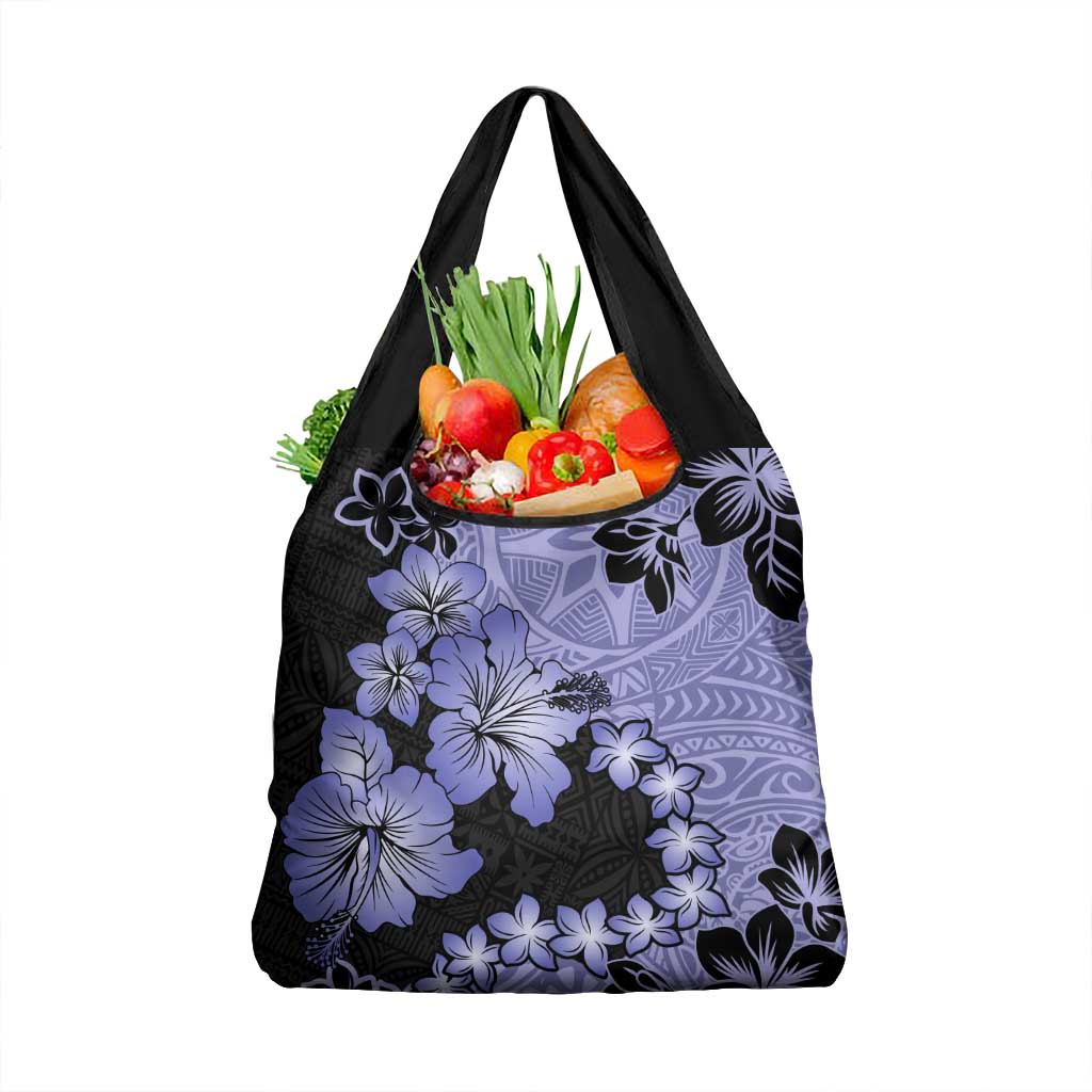 Purple Hawaii Grocery Bag Tapa Cloth Mix Tropical Flowers Pastel Vibes LT14 1-pack One Size Purple - Polynesian Pride