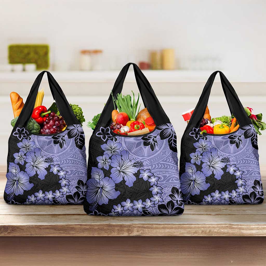 Purple Hawaii Grocery Bag Tapa Cloth Mix Tropical Flowers Pastel Vibes LT14 3-pack One Size Purple - Polynesian Pride