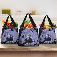 Purple Hawaii Grocery Bag Tapa Cloth Mix Tropical Flowers Pastel Vibes LT14 3-pack One Size Purple - Polynesian Pride