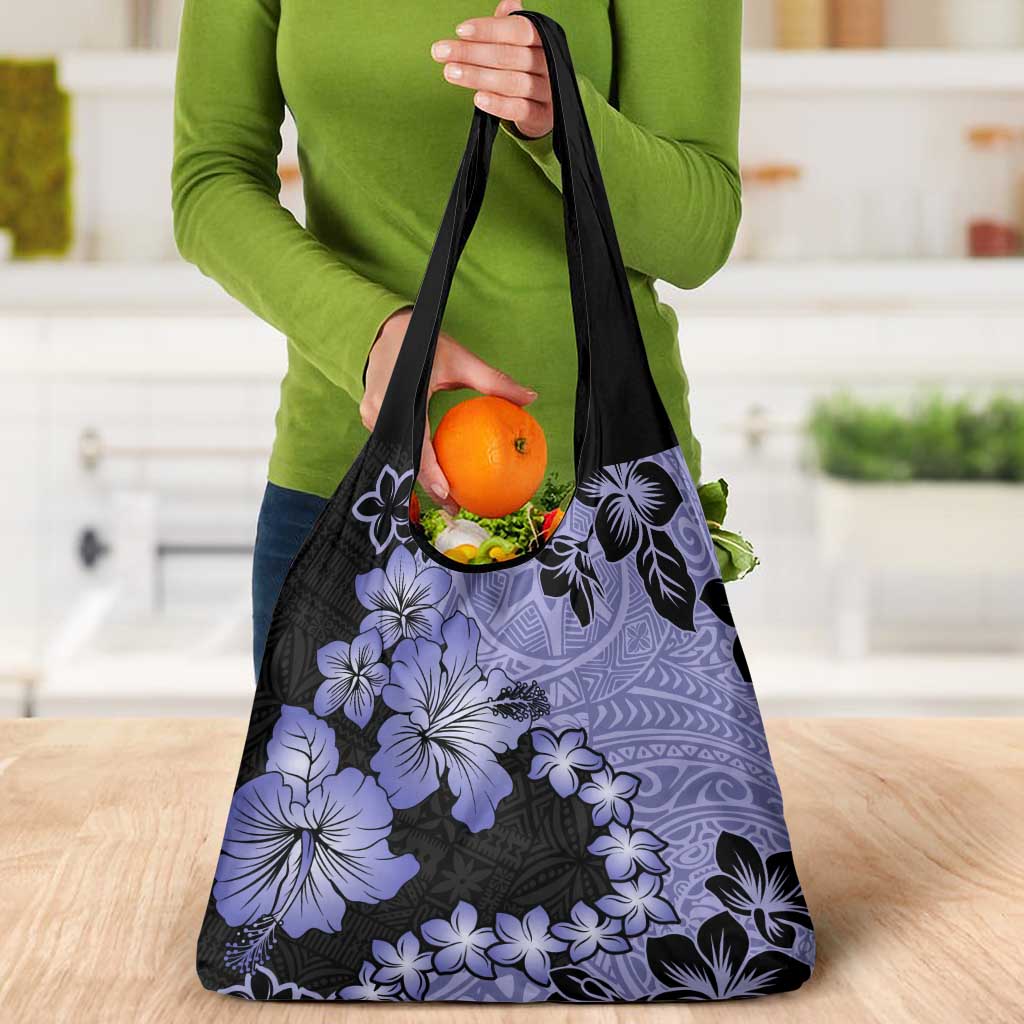 Purple Hawaii Grocery Bag Tapa Cloth Mix Tropical Flowers Pastel Vibes LT14 - Polynesian Pride