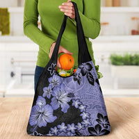 Purple Hawaii Grocery Bag Tapa Cloth Mix Tropical Flowers Pastel Vibes LT14 - Polynesian Pride