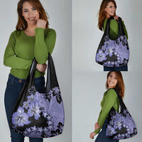 Purple Hawaii Grocery Bag Tapa Cloth Mix Tropical Flowers Pastel Vibes LT14 - Polynesian Pride